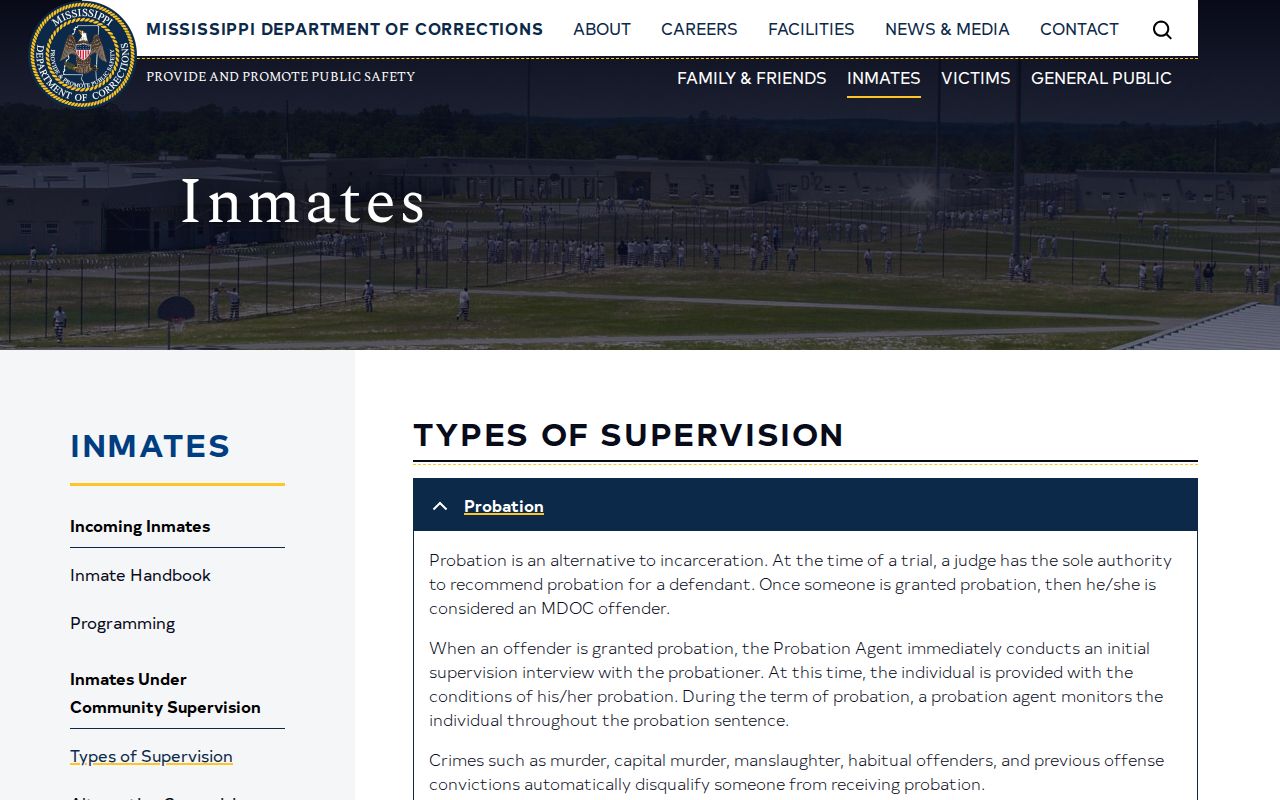 Tishomingo County release date distinctions on the MDOC supervision page