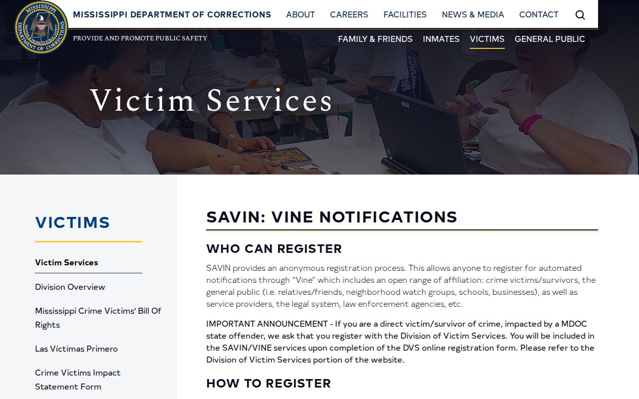 Tishomingo County VINE release notification and transfer coverage
